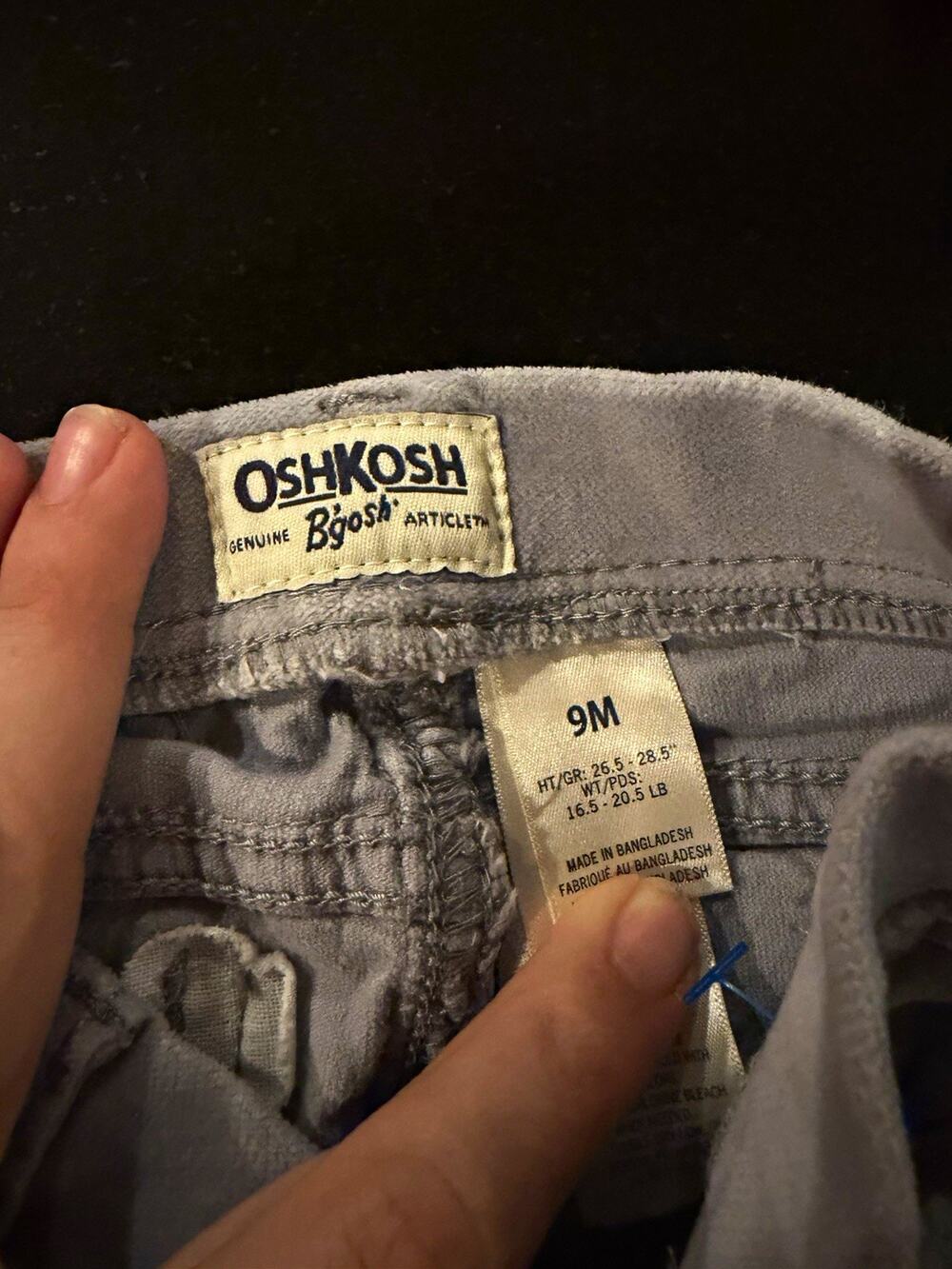 OshKosh B'gosh Unisex Baby Toddler Gray Solid Ankle Pants Pockets 9-12M